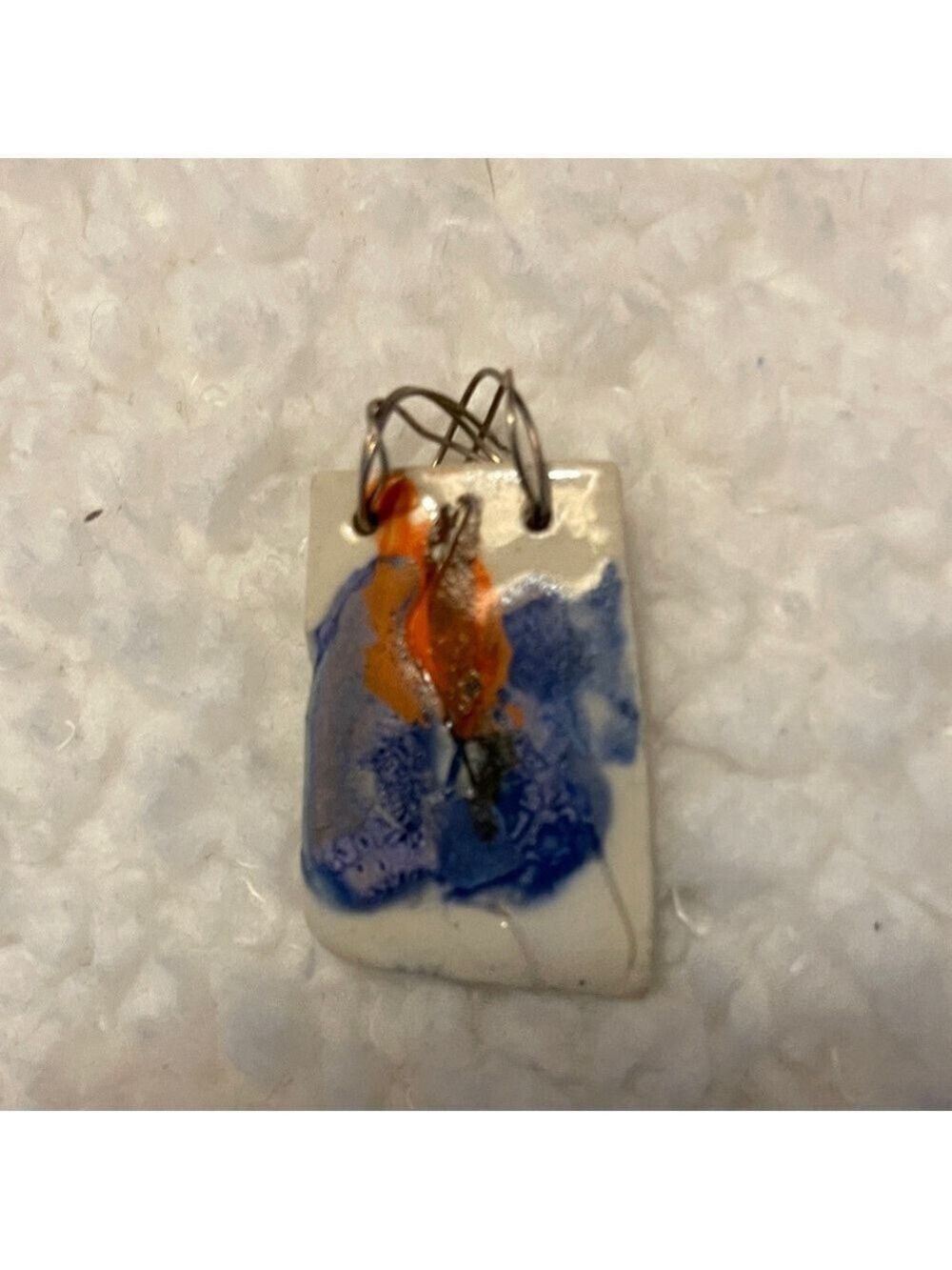 Artistic Blue and Orange Pendant Necklace